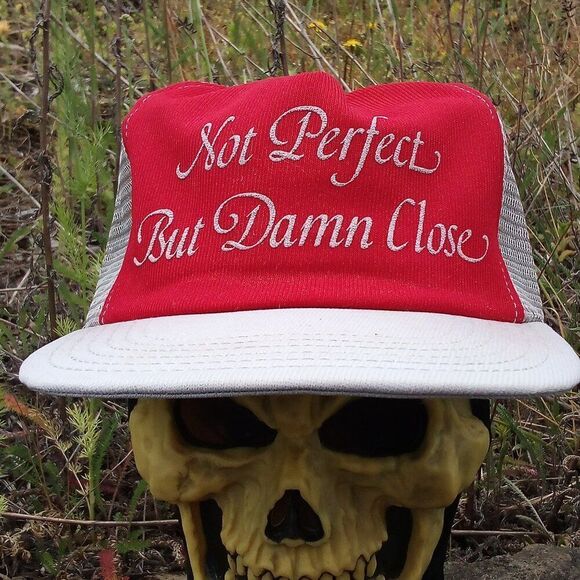 Vintage Not Perfect But Damn Close Snap Back Trucker Hat - Picture 1 of 6